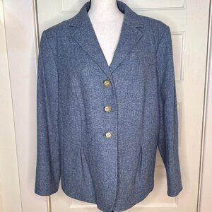Talbots Wool Blazer in Blue Wool - Size 16WP